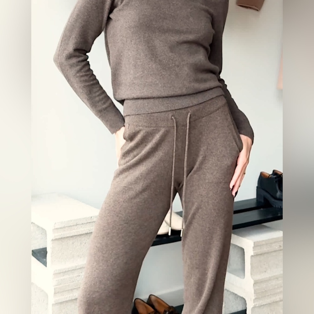 Quince Beige Cashmere Joggers Sz Medium